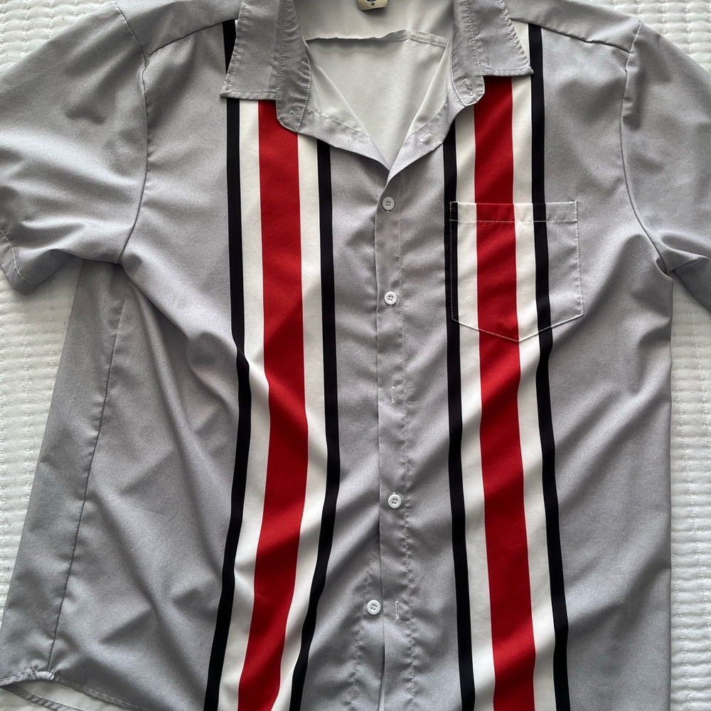 Stylish Gray and Red Men's Shirt